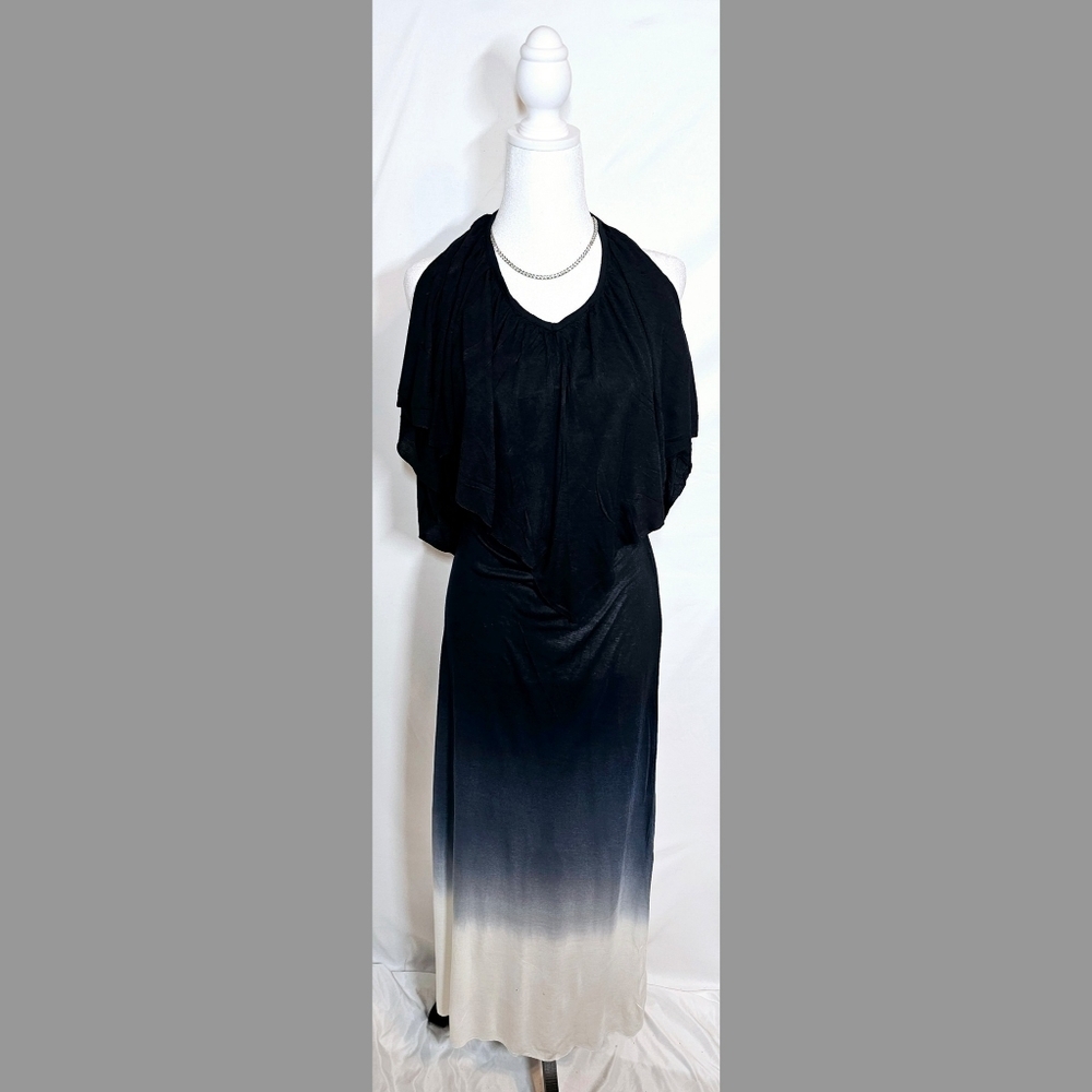 M Black Navy White Long Dress